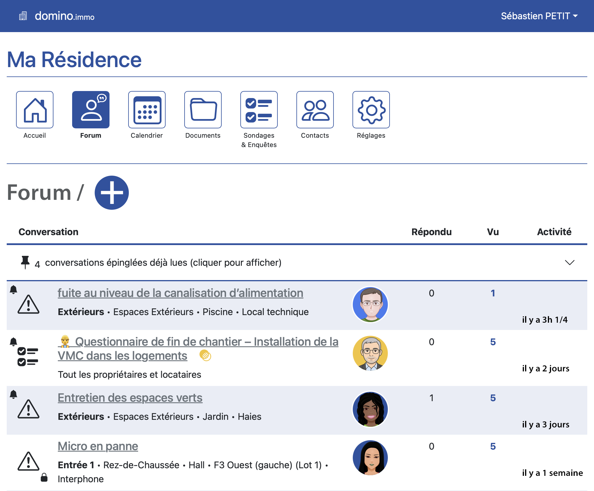 Interface Domino : , outil de communication en copropriété.